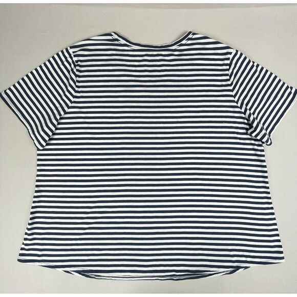 Terra & Sky T-Shirt Short Sleeve V-Neck Women's 4X (28W-30W) Blue White Stripe - Picture 4 of 13